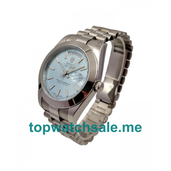 UK Light Blue Dials Steel Rolex Day-Date 228206 Replica Watches