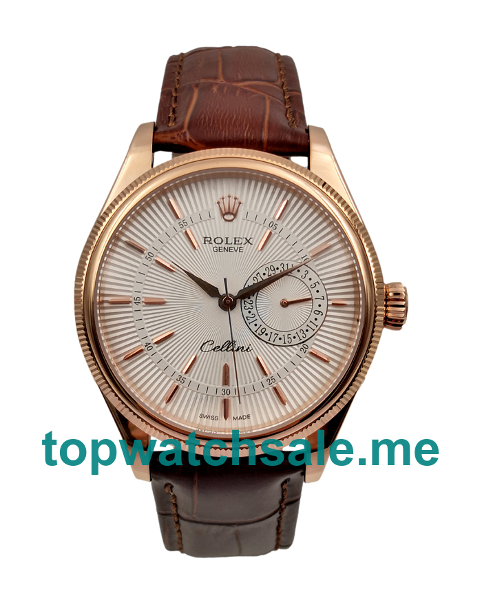 UK Silver Dials Rose Gold Rolex Cellini 50515 Replica Watches