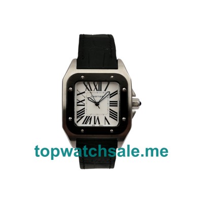 Black Bezels UK Replica Cartier Santos 100 W20121U2 White Dials Watches