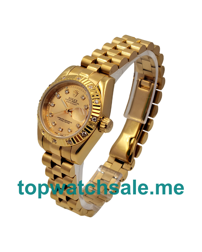 UK Champagne Dials Gold Rolex Lady-Datejust 179178 Replica Watches