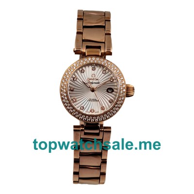 UK White Dials Rose Gold Omega De Ville Ladymatic 425.65.34.20.55.001 Replica Watches