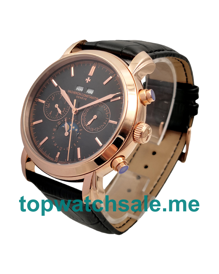 UK Black Dials Rose Gold Vacheron Constantin Malte 47112 Replica Watches