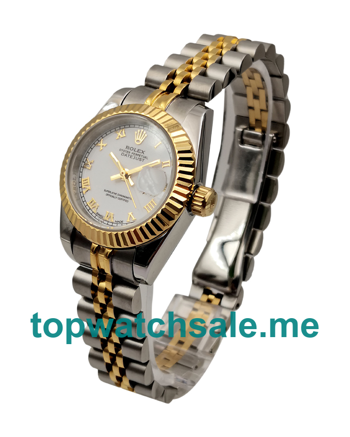 UK White Dials Steel And Gold Rolex Lady-Datejust 179173 Replica Watches