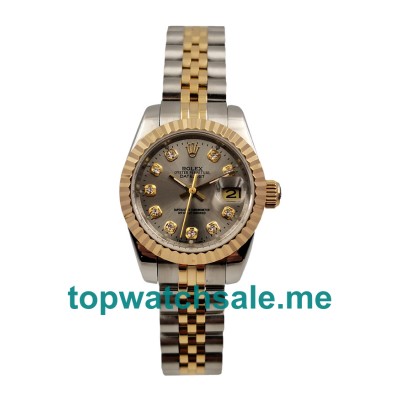 UK Grey Dials Steel And Gold Rolex Lady-Datejust 69173 Replica Watches