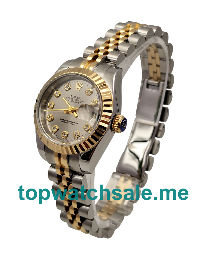 UK Grey Dials Steel And Gold Rolex Lady-Datejust 69173 Replica Watches