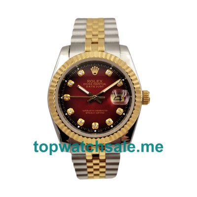 UK Red Dials Steel And Gold Rolex Datejust 16233 Replica Watches