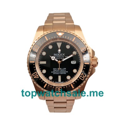 UK Black Dials Rose Gold Rolex Sea-Dweller Deepsea 126660 Replica Watches