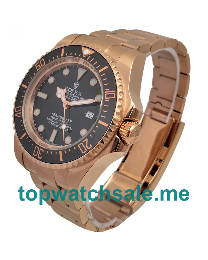 UK Black Dials Rose Gold Rolex Sea-Dweller Deepsea 126660 Replica Watches