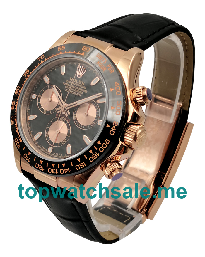 UK Black Dials Rose Gold Rolex Daytona 116515 Replica Watches