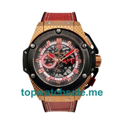 UK Rose Gold Hublot King Power 716.QO.0123.GR.EWC14 Skeleton Dials Replica Watches