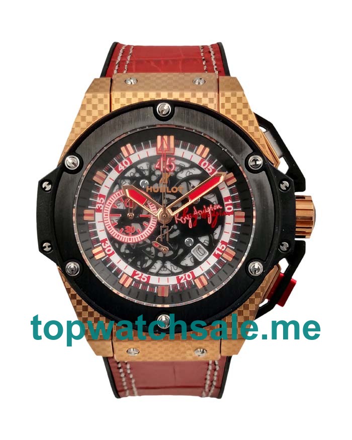 UK Rose Gold Hublot King Power 716.QO.0123.GR.EWC14 Skeleton Dials Replica Watches