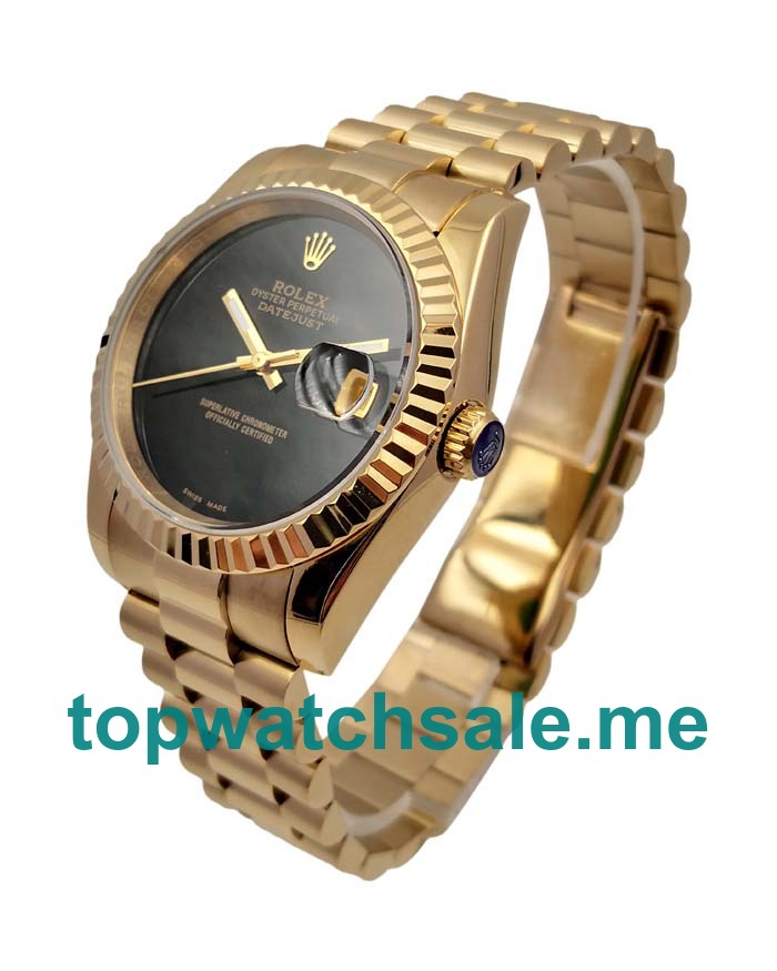 UK Black Dials Gold Rolex Datejust 16018 Replica Watches