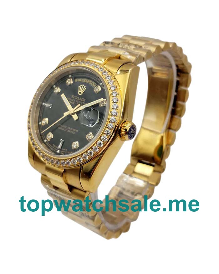 UK Black Dials Gold Rolex Day-Date 18038 Replica Watches