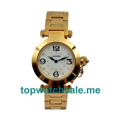 UK 18K Gold Fake Pasha De Cartier WJ11891G Watches With Diamonds