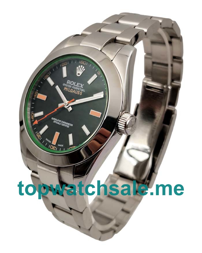 UK Black Dials Steel Rolex Milgauss 116400 GV Replica Watches