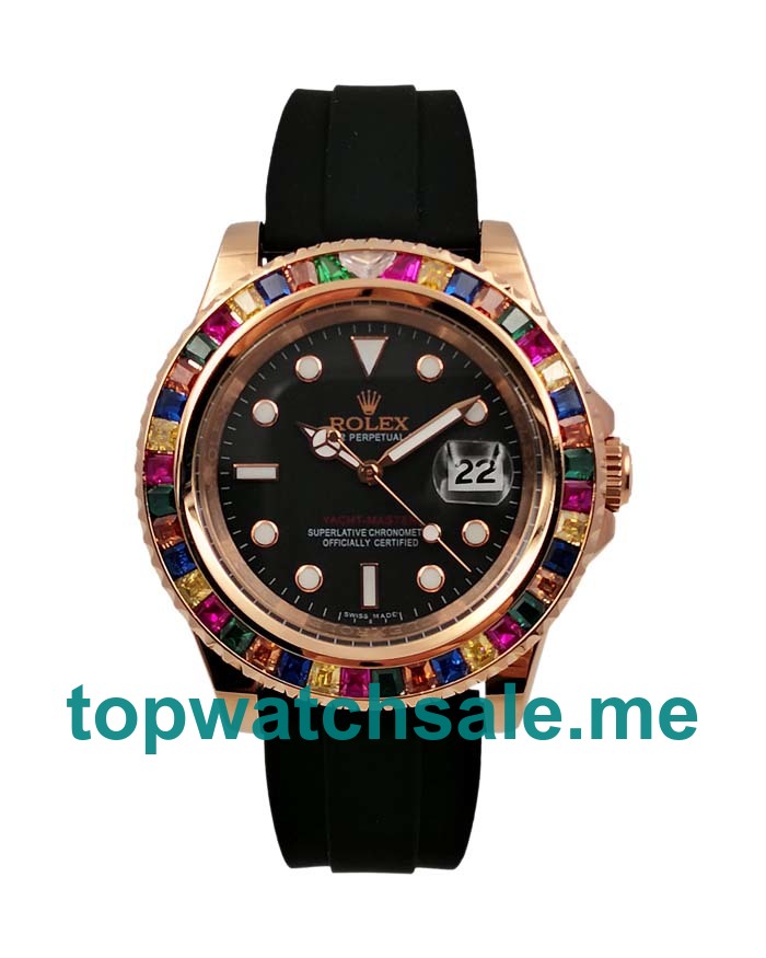 UK Black Dials Rose Gold Rolex Yacht-Master 116655 Replica Watches